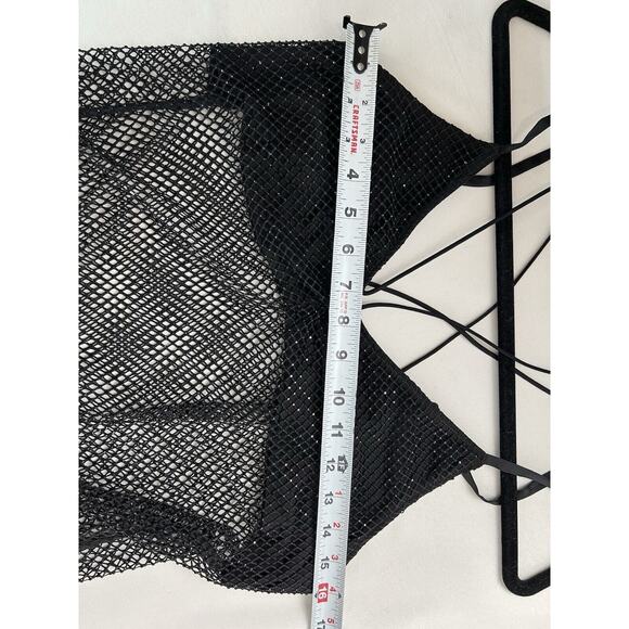 Dressy Mesh Midi Dress Goth Emo Size M/L Fishnet Women's Black Beaded Sequin Bra - Picture 6 of 7